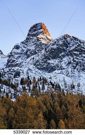 Stock Photo - Rugged mountain peak, Val D'ayas; Italy. Fotosearch