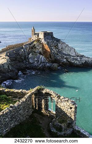 Stock Image - San Pietro Church; Porto Venere, Liguria, Italy. Fotosearch