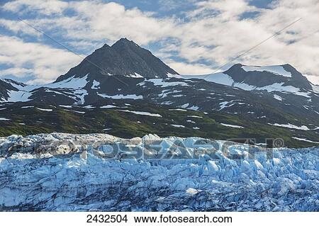 Picture - Shoup Glacier in front of the Chugach mountains, Shoup Bay State Marine Park, Prince William Sound; Valdez, Alaska, United States of America. Fotosearch
