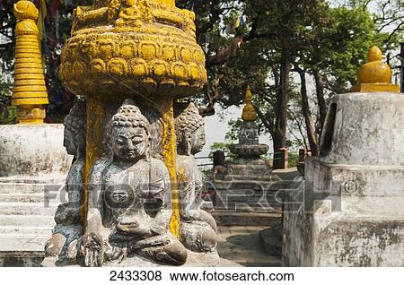 Some sculptures of buddha in Swayambhu Temple; Kathmandu, Nepal View Large Photo Image Stock Photo - Some sculptures of buddha in Swayambhu Temple; Kathmandu, Nepal. Fotosearch