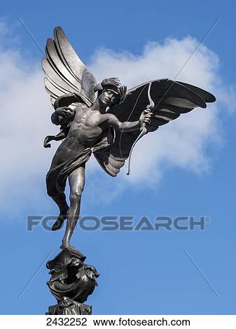 Stock Image - Statue of Eros in Piccadilly Circus; London, England. Fotosearch