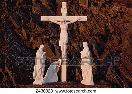 Statues of Jesus Christ on the cross and followers at the foot of the cross; County Kerry, Ireland View Large Photo Image Stock Photo - Statues of Jesus Christ on the cross and followers at the foot of the cross; County Kerry, Ireland. Fotosearch