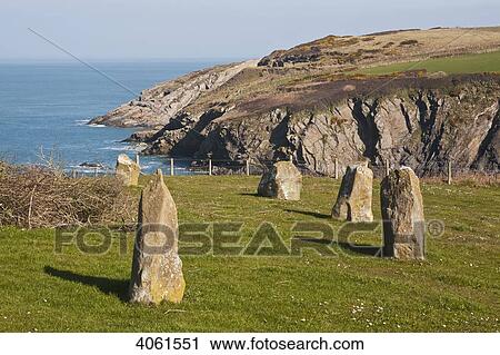 Stone circle West of Trefin on Pembrokeshire Coast Path; Pembrokeshire, Wales View Large Photo Image Stock Image - Stone circle West of Trefin on Pembrokeshire Coast Path; Pembrokeshire, Wales. Fotosearch