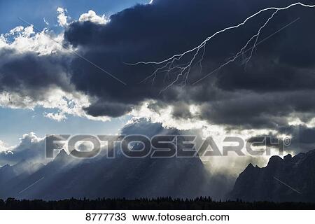 Storm clouds and lightening, Grand Teton National Park; Wyoming, United States of America View Large Photo Image Stock Image - Storm clouds and lightening, Grand Teton National Park; Wyoming, United States of America. Fotosearch