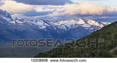 Stock Photograph - Torres del Paine mountains; Torres del Paine, Magallanes and Antartica Chilena Region, Chile. Fotosearch