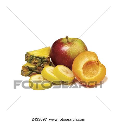 Stock Photo - Variety of fresh fruit on a white background. Fotosearch