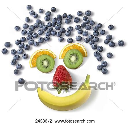 Variety of fruit in the likeness of a happy face View Large Photo Image Stock Image - Variety of fruit in the likeness of a happy face. Fotosearch