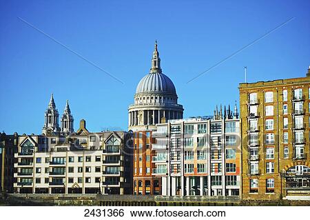 Stock Photograph - View of St. Paul's Cathedral from the river; London, England. Fotosearch