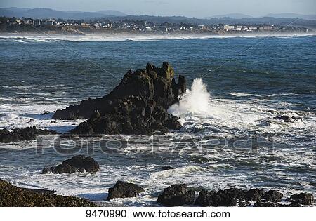 Stock Image - Yaquina Head offers excellent views of the coastline; Newport, Oregon, United States of America. Fotosearch