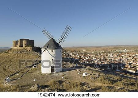 12Th Century Castle And Windmills Of La Mancha; Consuegra Spain View Large Photo Image Picture - 12Th Century Castle And Windmills Of La Mancha; Consuegra Spain. Fotosearch