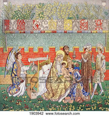 Stock Image - 15Th Century Tapestry Of The Adoration Of The Magi. From Les Artes Au Moyen Age, Published Paris 1873.. Fotosearch