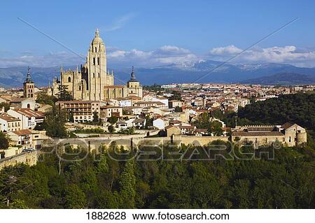 Stock Photo - 16Th Century Gothic Style Cathedral; Segovia, Segovia Province, Spain. Fotosearch