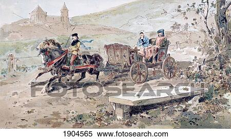 Stock Photography - 16Th Century Horse Drawn Open Carriage. After A Watercolour By A. Heins. From Cortege Historique Des Moyens De Transport. Published Brussels, 1886.. Fotosearch