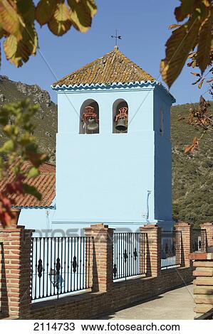 Stock Image - 16Th Century Iglesia De Santa Catalina; Juzcar Malaga Spain. Fotosearch