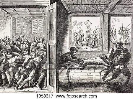 Stock Photo - 16Th Century Propaganda Illustrating Violence Of The French Huguenots Against The Catholics In The South Of France. From Military And Religious Life In The Middle Ages By Paul Lacroix Published London Circa 1880.. Fotosearch