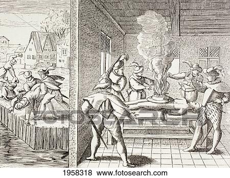 Stock Photo - 16Th Century Propaganda Illustrating Violence Of The Gueux Against The Catholics. From Military And Religious Life In The Middle Ages By Paul Lacroix Published London Circa 1880.. Fotosearch