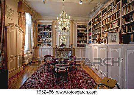 Stock Photograph - 18th century library in the Plantin-Moretus House-Workshops-Museum, Antwerp, Belgium. Fotosearch