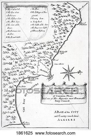 Stock Photography - 18Th Century Map Of A Plan Of The City And Country Around About Algiers. Fotosearch