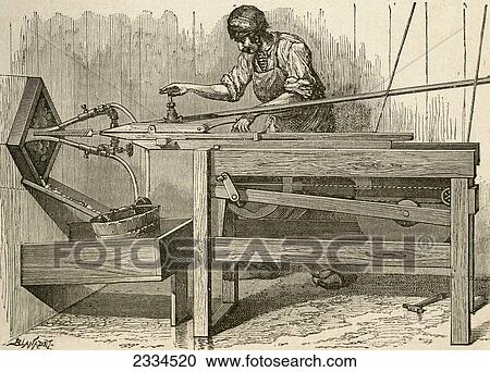 Stock Image - 19Th Century Machine For Making Files. From El Museo Popular Published Madrid, 1889. Fotosearch