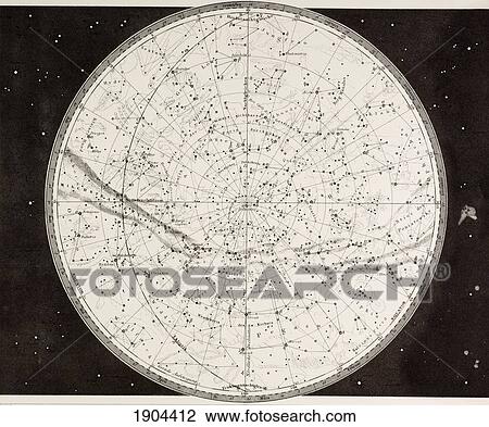 19Th Century Map Of The Northern Heavens. View Large Photo Image Stock Image - 19Th Century Map Of The Northern Heavens.. Fotosearch