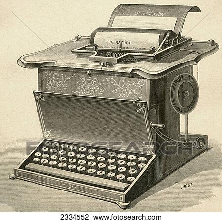 19Th Century Typewriter. From El Museo Popular Published Madrid, 1887 View Large Photo Image Stock Image - 19Th Century Typewriter. From El Museo Popular Published Madrid, 1887. Fotosearch