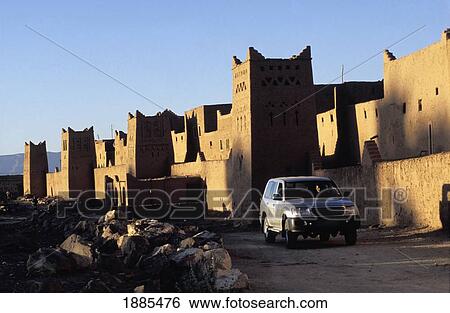 4X4 Driving Past Kasbah Dar El Hiba View Large Photo Image Stock Photograph - 4X4 Driving Past Kasbah Dar El Hiba. Fotosearch