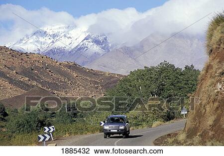 Stock Image - 4X4 On The Mountain Road To Marrakesh. Fotosearch