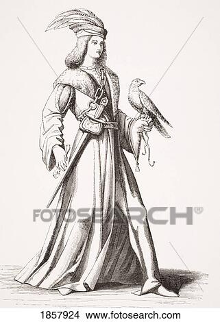 Picture - A 15Th Century Noble Of Provence. After An Illustration In Costumes From The Tenth To The Sixteenth Century By Bonnart. Fotosearch