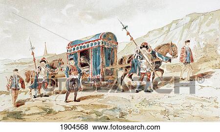 A 16Th Century Nobleman's Horse Drawn Litter. After A Watercolour By A. Heins. From Cortege Historique Des Moyens De Transport. Published Brussels, 1886. View Large Photo Image Stock Photo - A 16Th Century Nobleman's Horse Drawn Litter. After A Watercolour By A. Heins. From Cortege Historique Des Moyens De Transport. Published Brussels, 1886.. Fotosearch