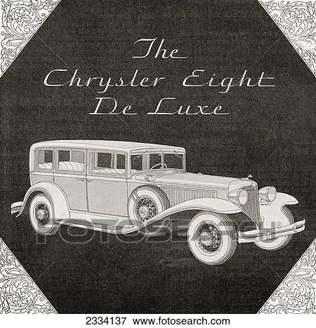 Stock Photo - A 1930's Advertisement For A Chrysler Eight De Luxe Car. From The Literary Digest Published 1931.. Fotosearch