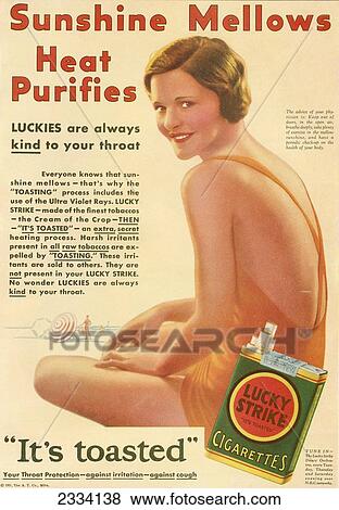 Stock Photo - A 1930's Advertisement For Lucky Strike Cigarettes. From The Literary Digest Published 1931.. Fotosearch