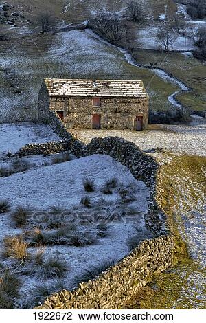A Barn And Stone Walls With Snow On The Hills; Yorkshire Dales, England View Large Photo Image Stock Image - A Barn And Stone Walls With Snow On The Hills; Yorkshire Dales, England. Fotosearch