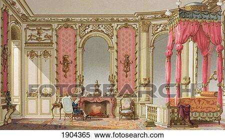 Stock Photography - A Bedroom Designed By Constant, The King's Architect, In The Apartment Of The Duchess Of Orlean In The Palais-Royal. From Xviii Siecle Institutions, Usages Et Costumes, Published Paris 1875.. Fotosearch