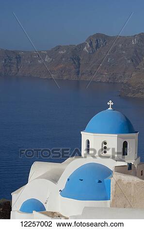 A blue domed church; Oia, Santorini, Cyclades, Greek Islands, Greece, View Large Photo Image Stock Image - A blue domed church; Oia, Santorini, Cyclades, Greek Islands, Greece,. Fotosearch