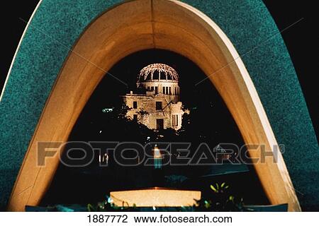 A-Bomb Dome Through Arched Peace Memorial Cenotaph At Night View Large Photo Image Stock Image - A-Bomb Dome Through Arched Peace Memorial Cenotaph At Night. Fotosearch