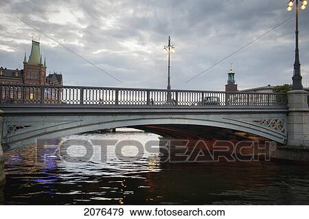 Stock Photo - A Bridge Crossing Riddarfjarden; Stockholm Sweden. Fotosearch