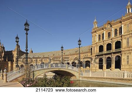 A Bridge Over A Waterway At The Plaza De Espana; Seville Andalusia Spain View Large Photo Image Stock Image - A Bridge Over A Waterway At The Plaza De Espana; Seville Andalusia Spain. Fotosearch