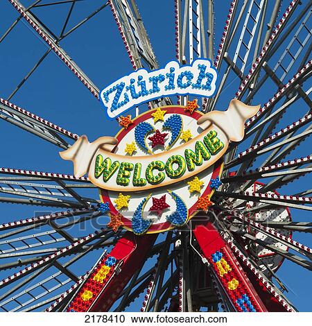 A Bright Colourful Sign Saying Zurich Welcome On A Ferris Wheel; Zurich Switzerland View Large Photo Image Stock Image - A Bright Colourful Sign Saying Zurich Welcome On A Ferris Wheel; Zurich Switzerland. Fotosearch