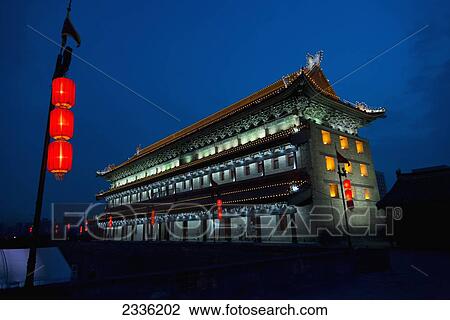 A Building Illuminated At Night Along The Lianhu Ancient City Wall; Xi'an, Shaanxi, China View Large Photo Image Stock Image - A Building Illuminated At Night Along The Lianhu Ancient City Wall; Xi'an, Shaanxi, China. Fotosearch