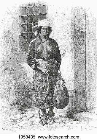 A Bulgarian Gypsy Woman In The 19Th Century. From El Mundo En La Mano Published 1875. View Large Photo Image Stock Photography - A Bulgarian Gypsy Woman In The 19Th Century. From El Mundo En La Mano Published 1875.. Fotosearch