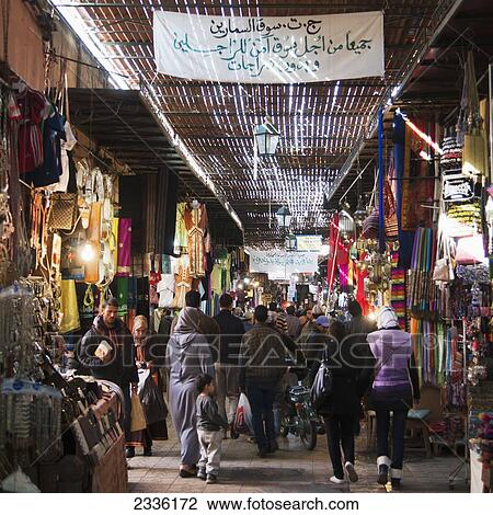 A Busy Walkway Through The Market; Morocco View Large Photo Image Stock Image - A Busy Walkway Through The Market; Morocco. Fotosearch
