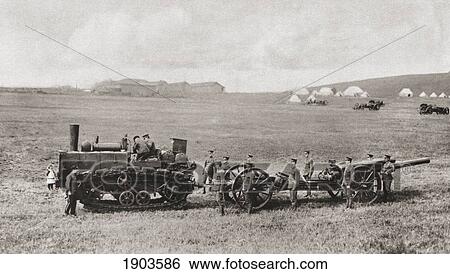 A Caterpillar Wheeled Traction Engine Drawing A British Heavy Gun During World War I. From The Illustrated War News, 1915. View Large Photo Image Stock Photograph - A Caterpillar Wheeled Traction Engine Drawing A British Heavy Gun During World War I. From The Illustrated War News, 1915.. Fotosearch