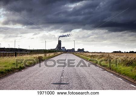 Stock Image - A Cement Production Plant At The End Of A Road; Lothian Scotland. Fotosearch