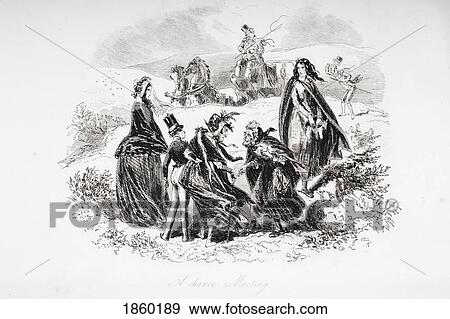 Stock Photo - A Chance Meeting. Illustration From The Charles Dickens Novel Dombey And Son By H. K. Browne Known As Phiz. Fotosearch