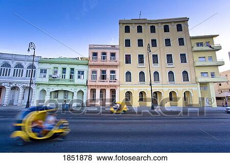 Stock Photo - A City Street With Colorful Buildings; Havana, Cuba. Fotosearch