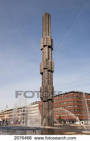 A Column In A Water Fountain Against A Blue Sky; Stockholm Sweden View Large Photo Image Stock Photograph - A Column In A Water Fountain Against A Blue Sky; Stockholm Sweden. Fotosearch