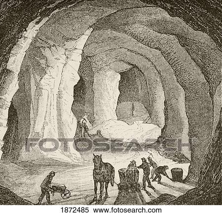 A European Salt Mine In The Nineteenth Century. From The Book Chips From The Earth's Crust Published 1894. View Large Photo Image Stock Photography - A European Salt Mine In The Nineteenth Century. From The Book Chips From The Earth's Crust Published 1894.. Fotosearch
