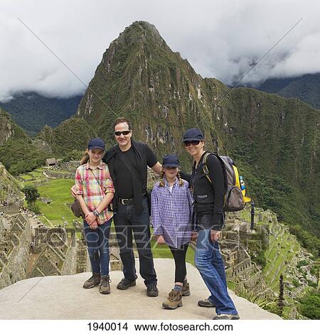 Picture - A Family At Machu Picchu; Peru. Fotosearch