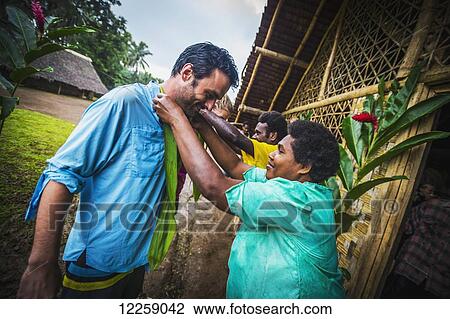 Stock Image - A flower tribute at the end of the Millennium Caves walk; Santo Island, Vanuatu. Fotosearch