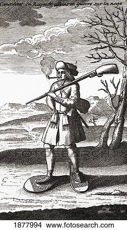 A French Canadian Wearing Snow Shoes In The 18Th Century. From The Book Short History Of The English People By J. R. Green, Published London 1893 View Large Photo Image Picture - A French Canadian Wearing Snow Shoes In The 18Th Century. From The Book Short History Of The English People By J. R. Green, Published London 1893. Fotosearch